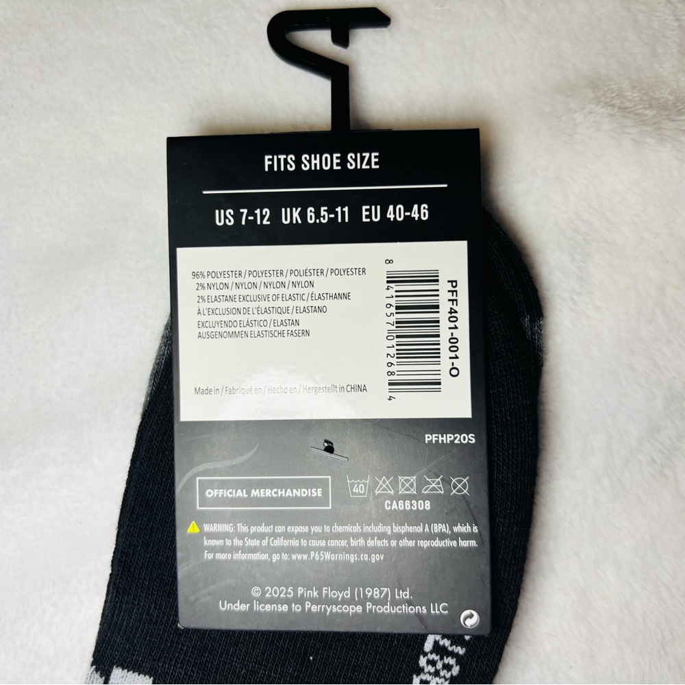 Pink Floyd Gray and Black Ankle Socks NWT - Picture 4 of 4